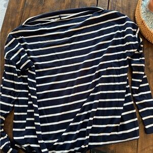 Maurices Navy and White Striped Long-Sleeve Top